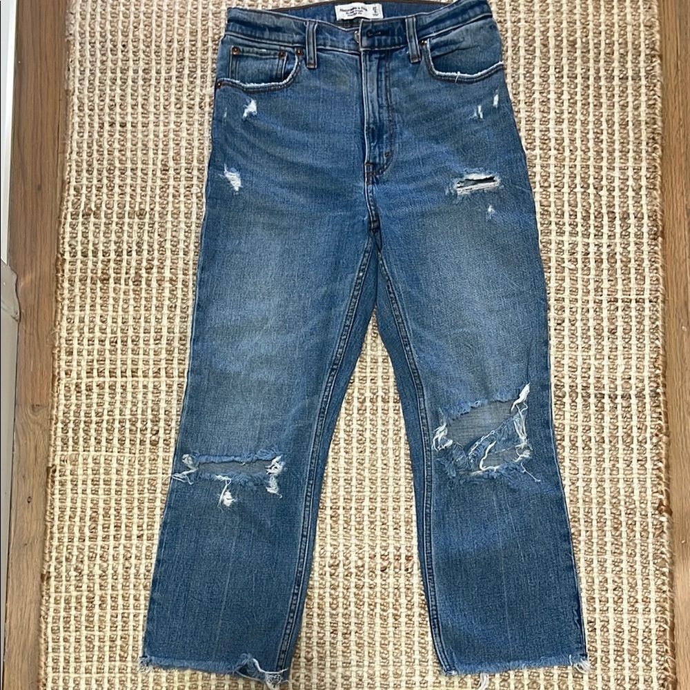 Abercrombie & Fitch High Rise Distressed Blue Jeans
